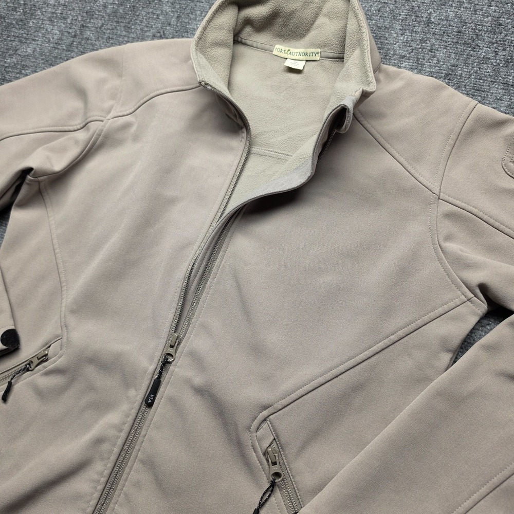 Port Authority Womens Size M Light Khaki Soft Shell Jacket Zipper Pockets L797
